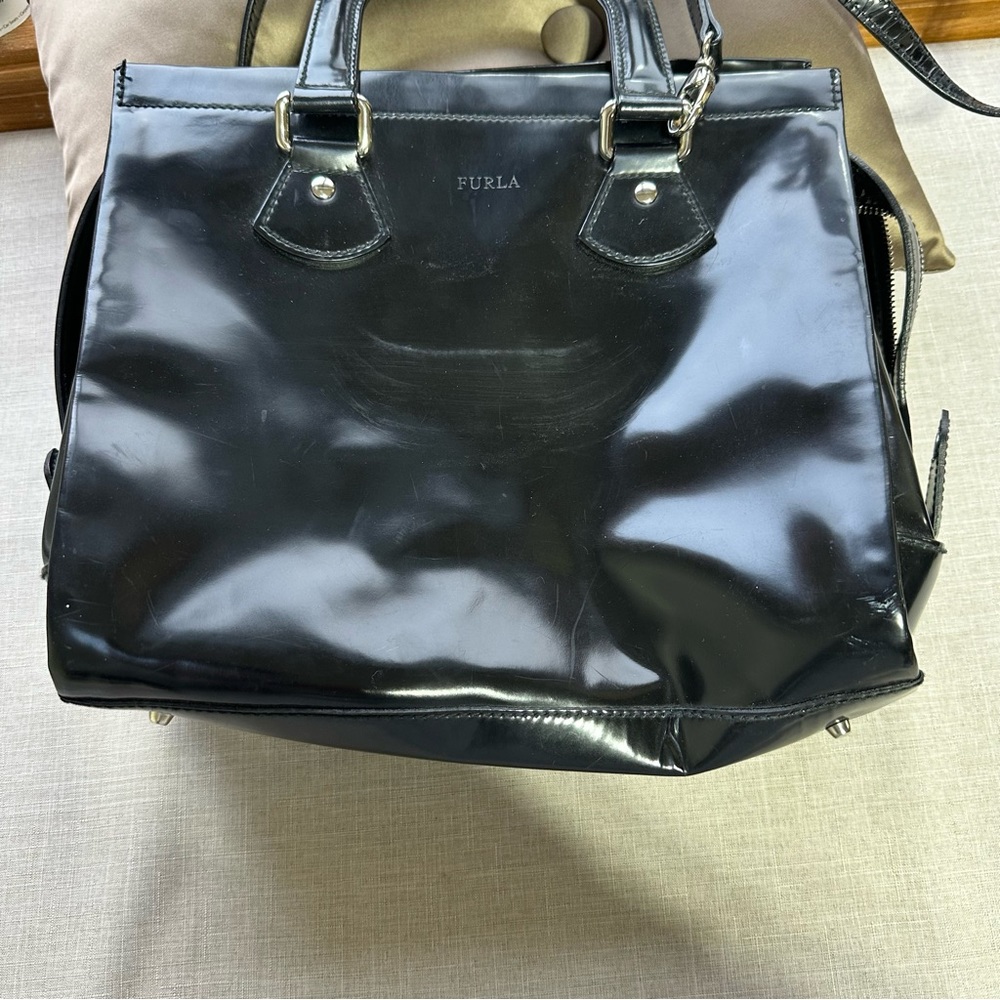 FURLA Vintage Black Leather Shoulder Bag - Picture 16 of 16